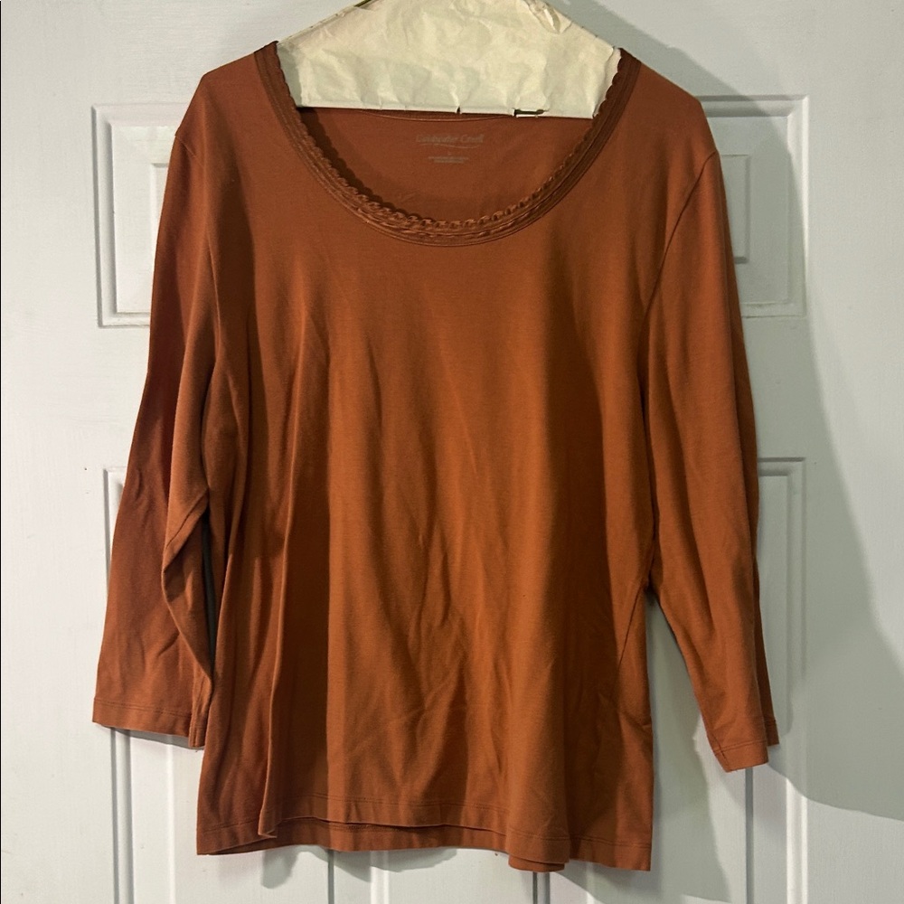 (🎣5 For $20)Coldwater Creek Terracotta Long Sleeve Top